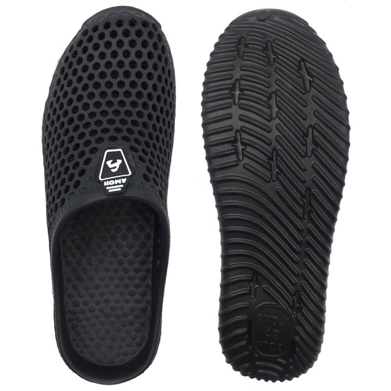 Amoji Garden Clogs Shower Shoes Rubber Sandals Yard Beach Pool House Summer Slipper 1702 Black 9 Women/7.5 Men - Image 5